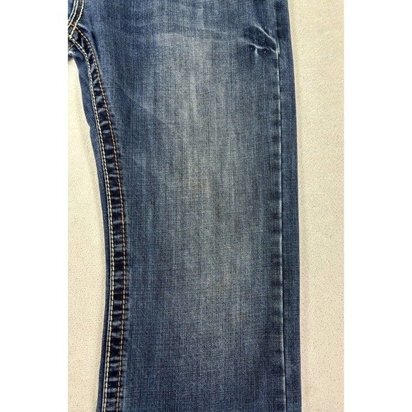 Mens Cowboy Up Size 34 Mid Rise Boot Cut Big Stitch Embroidered Pockets Jeans - Picture 7 of 11